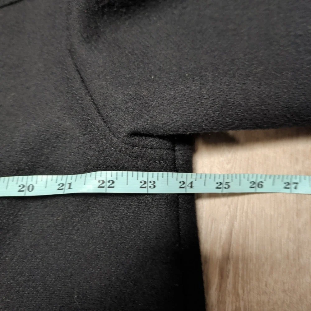 Vintage Banana Republic Mens L Black‎ Wool Blend Quilt Lined Jacket Mid Length